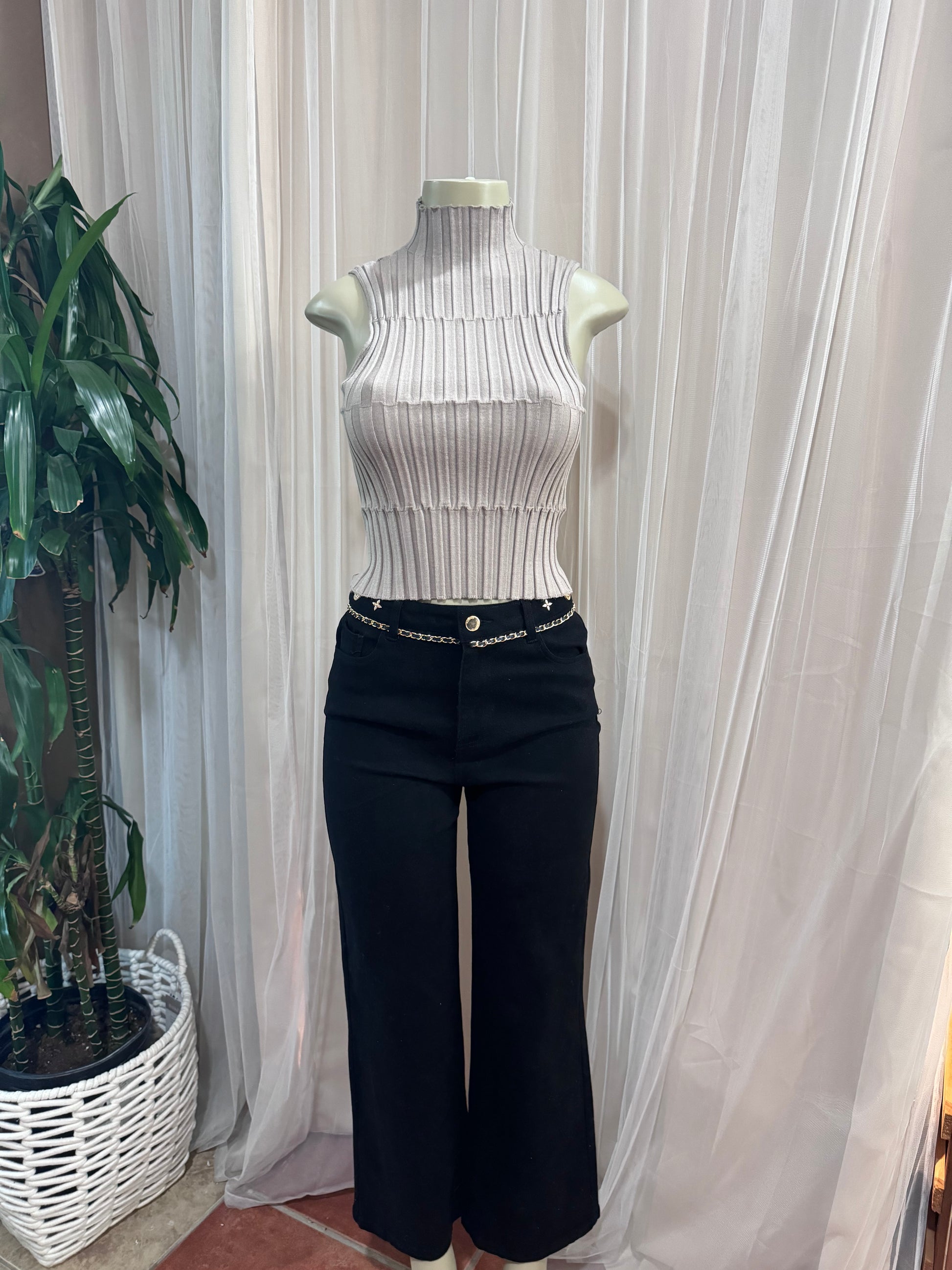 Sienna Ribbed Mock Neck Top