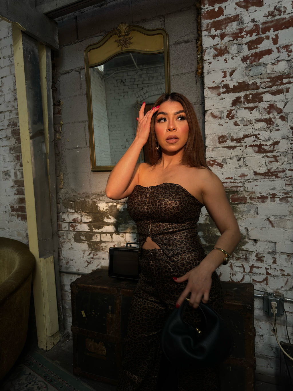 Corset Leopard Pants Set