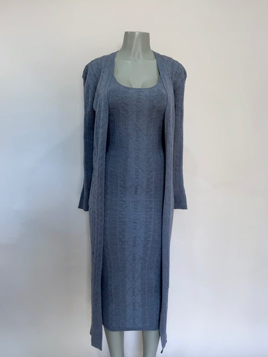 Ribbed Knit Dress & Cardigan Set