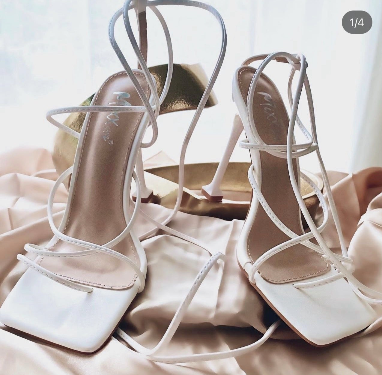 Jolene White Strappy Heels