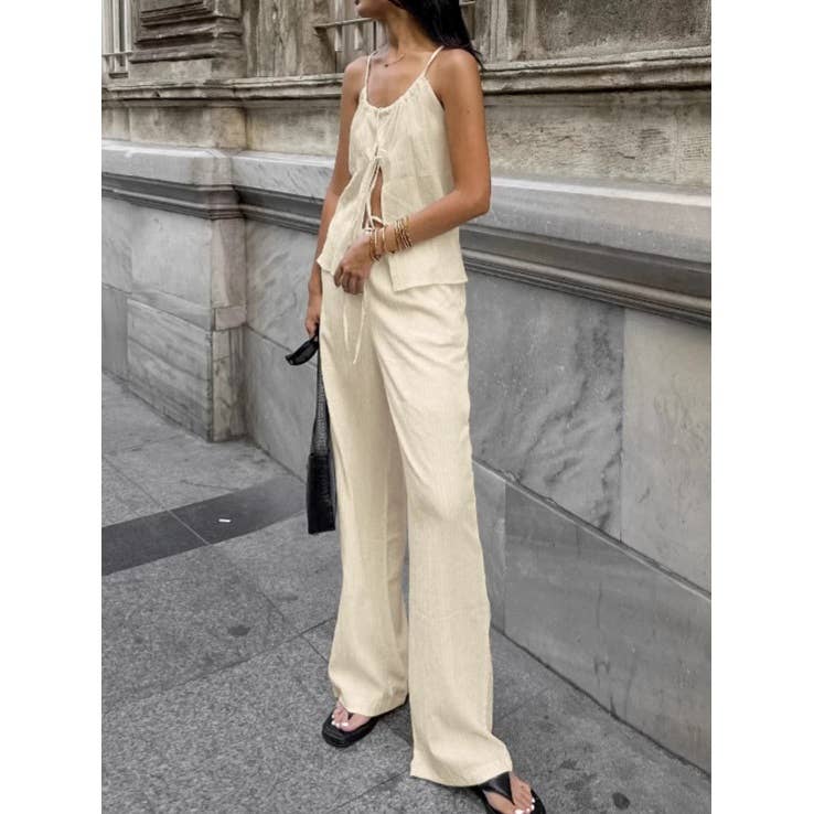 Halter Top and Wide Leg Pants Set
