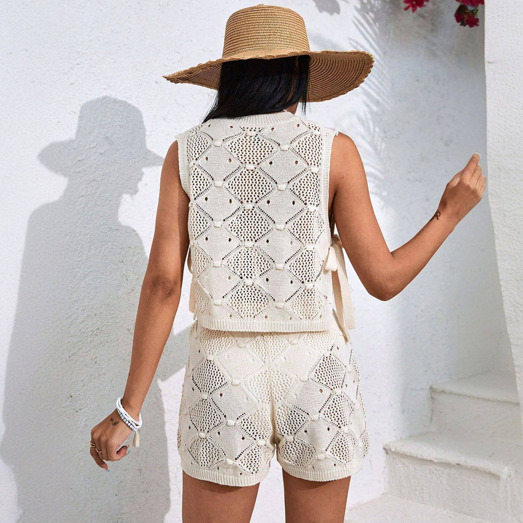 Sleeveless Crochet Knit Set