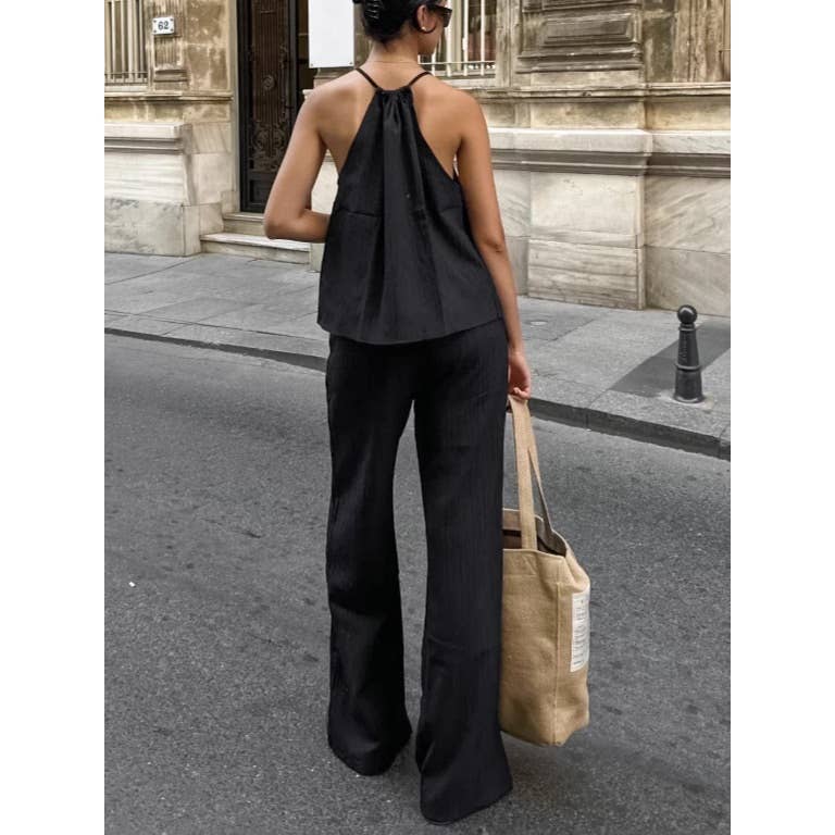 Halter Top and Wide Leg Pants Set