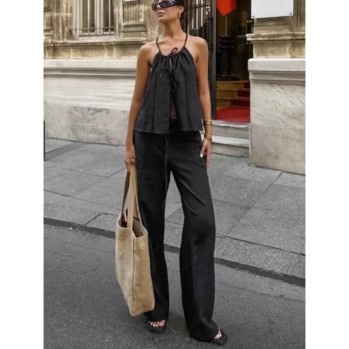 Halter Top and Wide Leg Pants Set