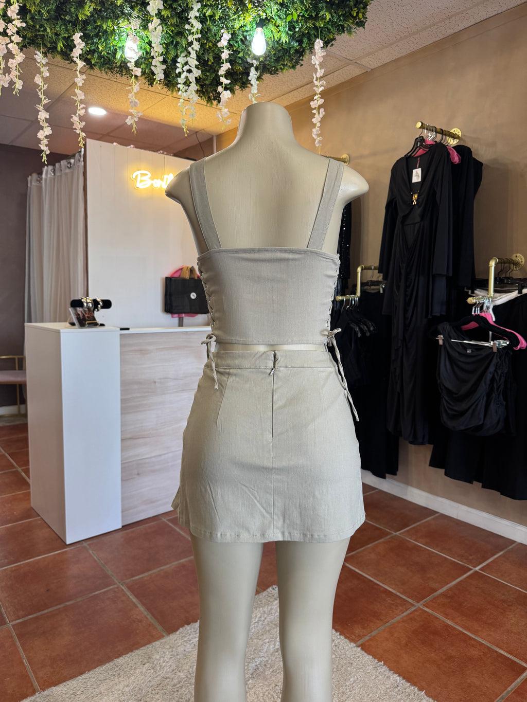 Sage Pleated Skirt