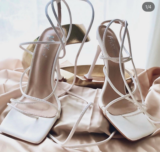 Jolene White Strappy Heels