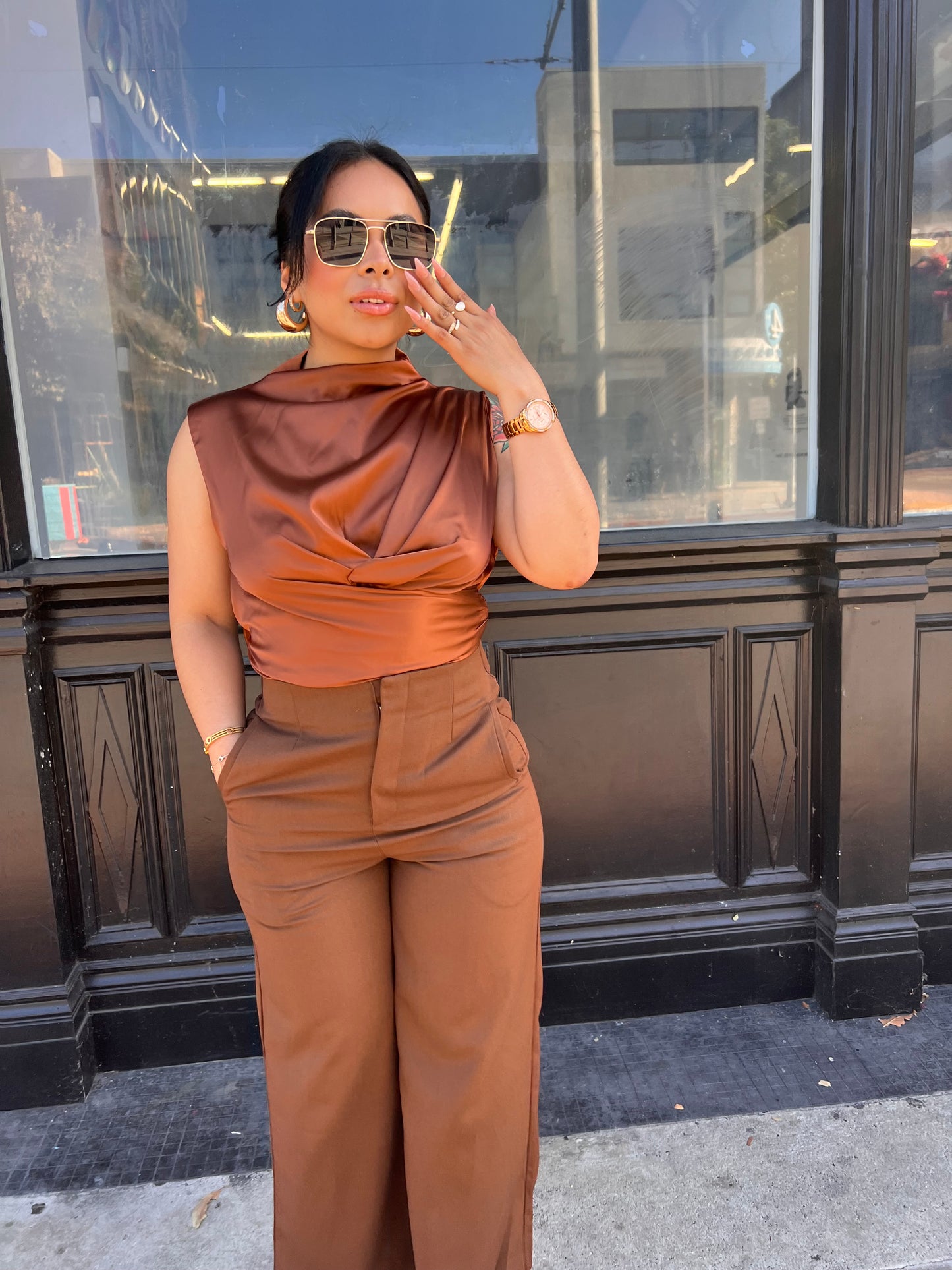 Apricot Satin Top