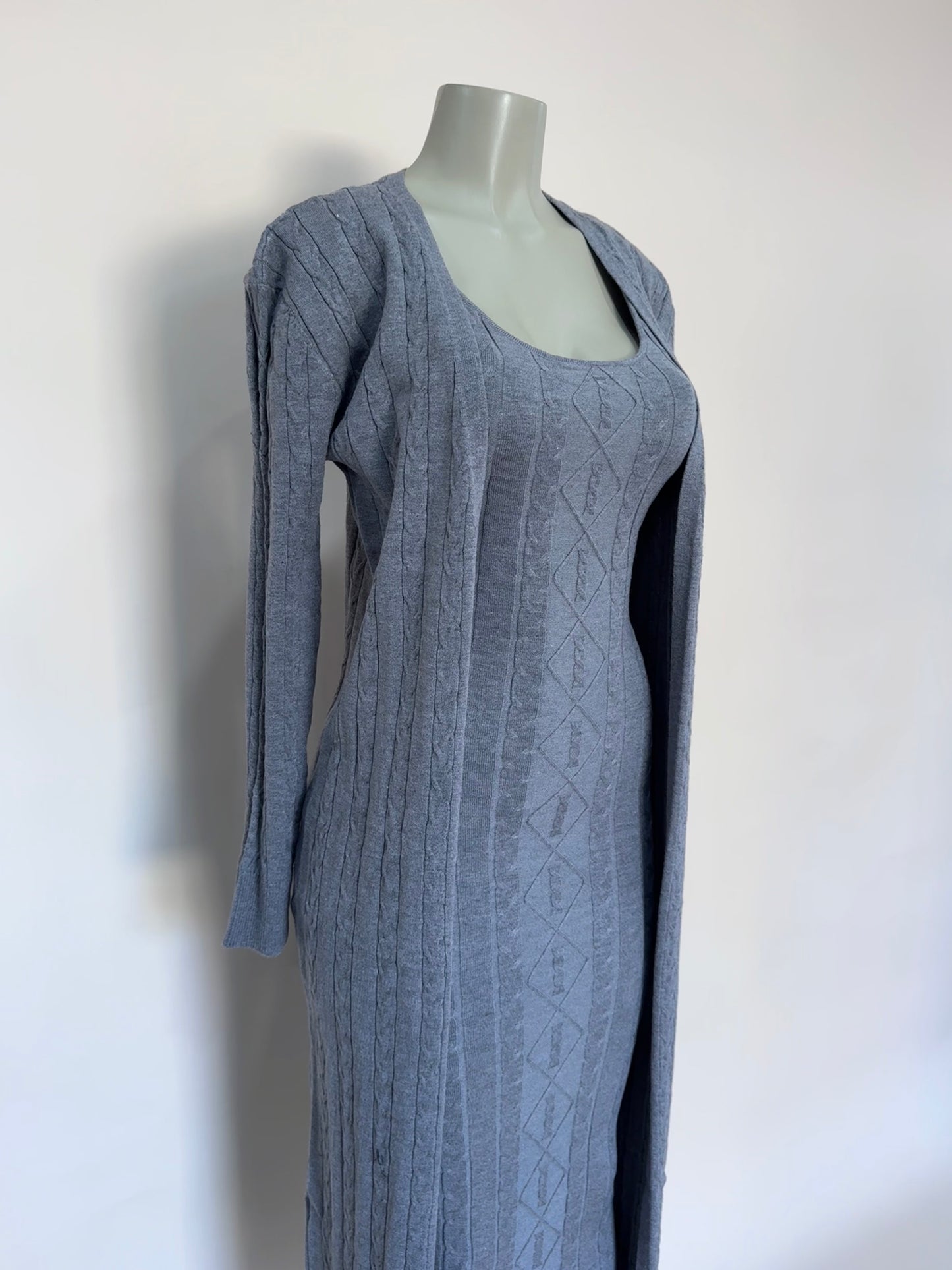 Ribbed Knit Dress & Cardigan Set