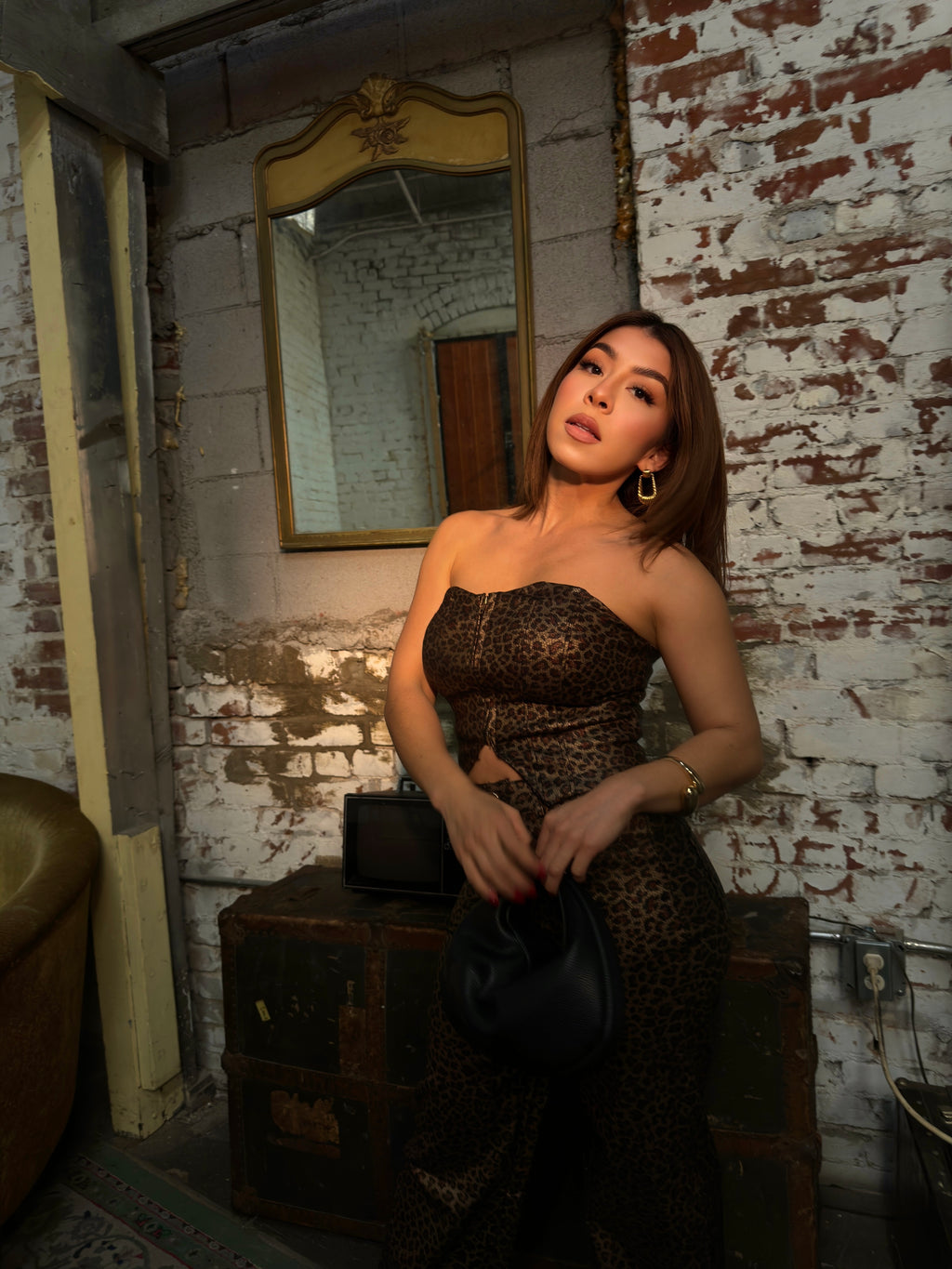 Corset Leopard Pants Set