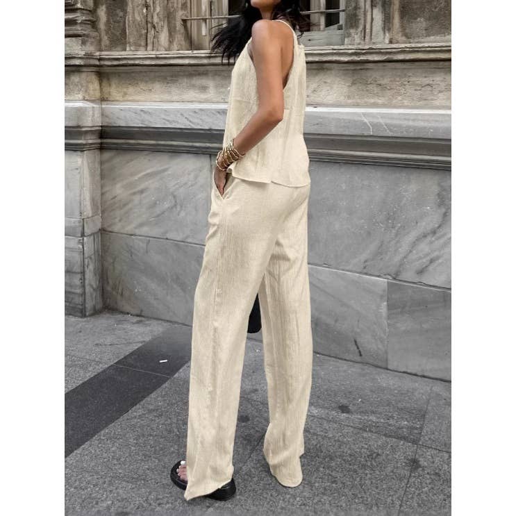 Halter Top and Wide Leg Pants Set