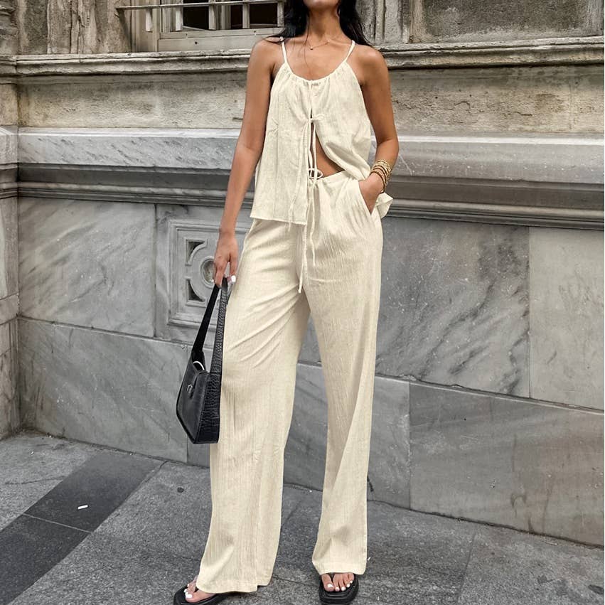 Halter Top and Wide Leg Pants Set